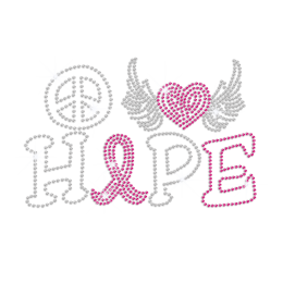 Love Heart & Peace Sign Iron-on Rhinestone Transfer