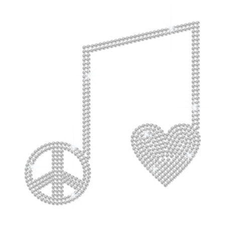 Crystal Love Peace Iron on Rhinestone Transfer