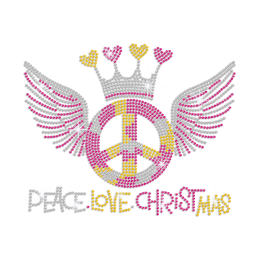 Peace Love Christmas Iron on Rhinestone Transfer