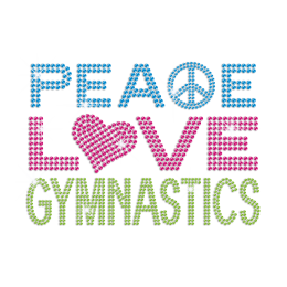 Peace Love Gymnastics Lead Free Rhinestone Custom Applique