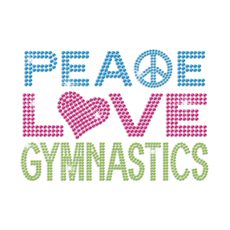 Peace Love Gymnastics Lead Free Rhinestone Custom Applique