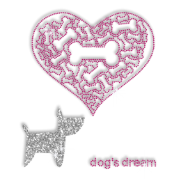 Doggie Dreaming of Lots of Bones Bling Iron Pattern