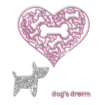 Doggie Dreaming of Lots of Bones Bling Iron Pattern