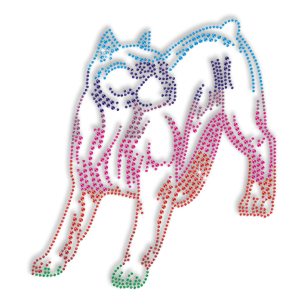 Colorful Dog Image Hotfix Rhinestone Pattern