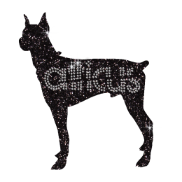 Twinkling Black Dog with Aticus Iron on Strass Transfer