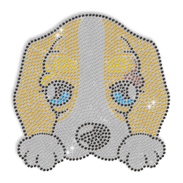 Cute Poor Doggie Rhinestone Iron Motif for Clothes