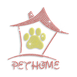 Cute Paw & Pet Home Iron-on Rhinestone Transfer