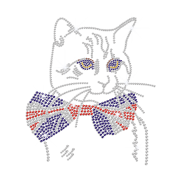 Crystal Larry the Cat Iron on Rhinestone Transfer Motif