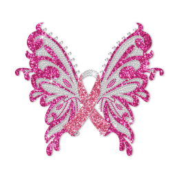 Beautiful Pink Butterfly Rhinestone n Sequin Hot fix Transfer