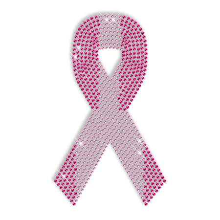 Shining Pink Ribbon Iron on Rhinestone motif