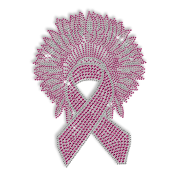 Custom Best Sparkle Pink Ribbon and Feathers Rhinestud Hotfix Transfer Design