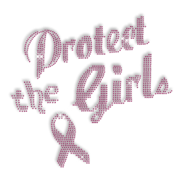 Custom Shinning Protect the Girls Pink Ribbon Hotfix Pattern Design