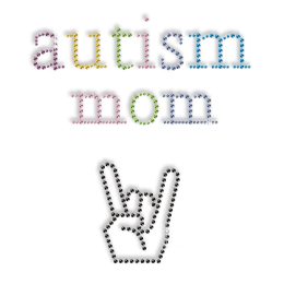 Shining Autism Mom Bling Iron on Transfer Motif