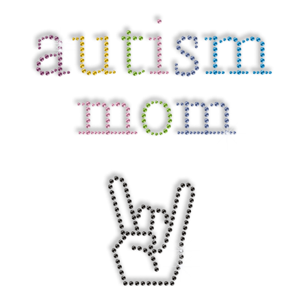 Shining Autism Mom Bling Iron on Transfer Motif