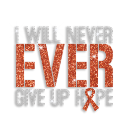 I Will Never Ever Give Up Hope Ribbon Iron Crystal Motif for Clothes