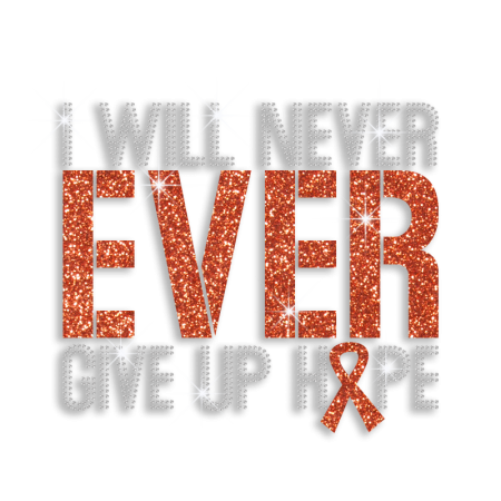 I Will Never Ever Give Up Hope Ribbon Iron Crystal Motif for Clothes