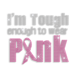 Encouraging Pink Ribbon Iron-on Rhinestone Transfer