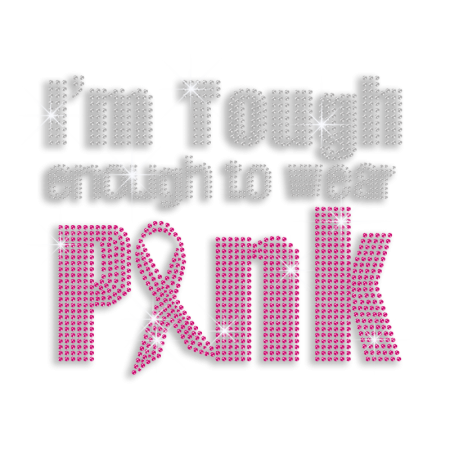 Encouraging Pink Ribbon Iron-on Rhinestone Transfer