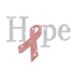 Cute Hope Ribbon Iron on Rhinestone Transfer