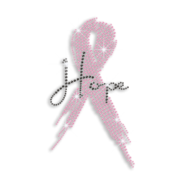 Pink Ribbon Hope Iron-on Rhinestud Rhinestone Transfer