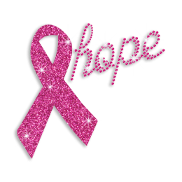 Pink Ribbon Hope Iron on Glitter Rhinestone Transfer