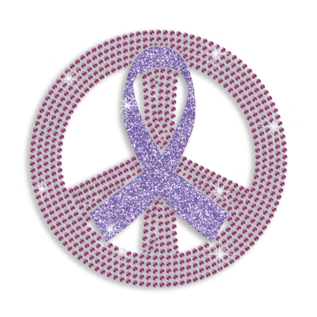 Pretty Ribbon & Peace Sign Iron-on Glitter Rhinestone Transfer