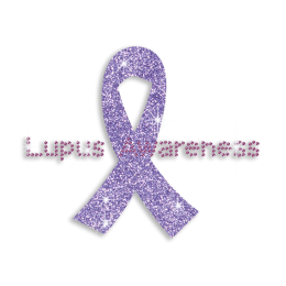 Simple Lupus Awareness Iron-on Glitter Rhinestone Transfer