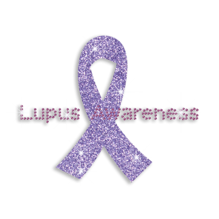 Simple Lupus Awareness Iron-on Glitter Rhinestone Transfer