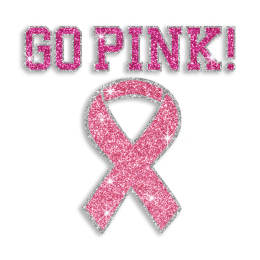 Go Pink Hotfix Ribbon Glitter Iron-on Transfer