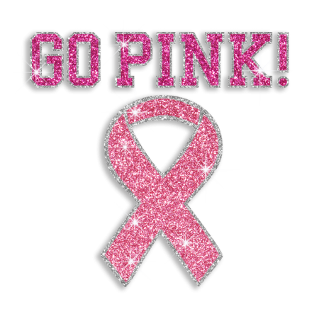 Go Pink Hotfix Ribbon Glitter Iron-on Transfer