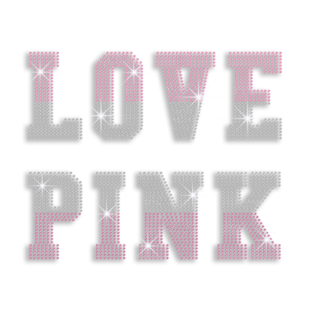 Love Pink Iron-on Rhinestone Transfer