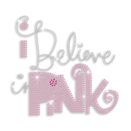 Faithful I Believe Pink Iron-on Rhinestud Rhinestone Transfer