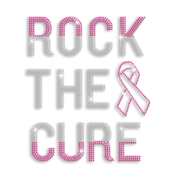 Pink Ribbon Rock the Cure Stud Iron-on Transfer
