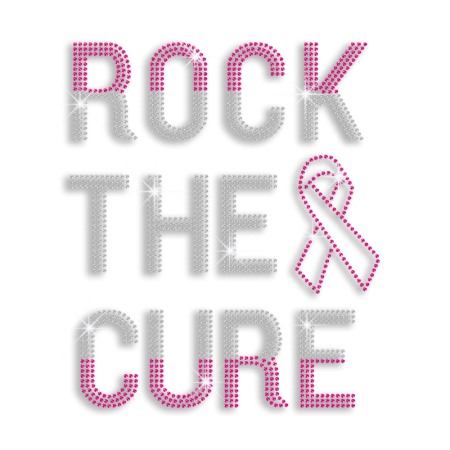 Pink Ribbon Rock the Cure Stud Iron-on Transfer