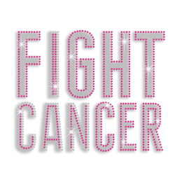 Pink Faith Fight Cancer Rhinestud Iron-on Transfer