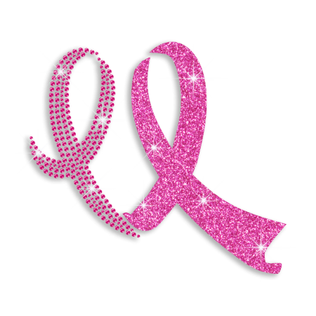 Cute Pink Ribbon Hot-fix Glitter Rhinestone Transfer