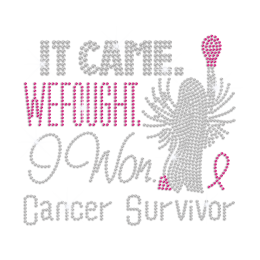 Bling Cancer Survivor Iron on Rhinestone Transfer