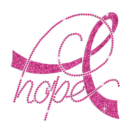 Bling Pink Ribbon Hope Iron-on Rhinestone Transfer