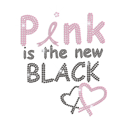 Pink Is the New Black Iron-on Rhinestone Transfer