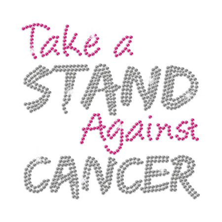 Take a Stand Against Cancer Heat Press Rhinestone Design