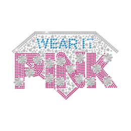 Crystal Diamond Design & Pink Fond Hotfix Rhinestone Transfer