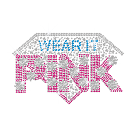 Crystal Diamond Design & Pink Fond Hotfix Rhinestone Transfer