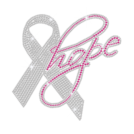 Crystal Ribbon Hope Iron-on Rhinestone Transfer Motif