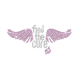 Bling Find the Cure with Pink Wings Iron-on Rhinestone Transfer