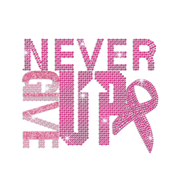 Pink Ribbon & Never Give up Hotfix Rhinestone Transfer