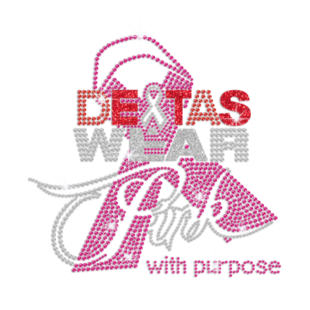 Wear Pink with Purpose Hotfix Rhinestone Glitter Transfer