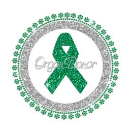 Glittering Green Ribbon for Organ Donor Iron on Rhinestone Transfer Decal