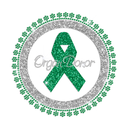 Glittering Green Ribbon for Organ Donor Iron on Rhinestone Transfer Decal