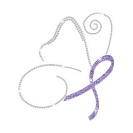 Glittering Purple Ribbon Butterfly Iron on Rhinestone Transfer Motif