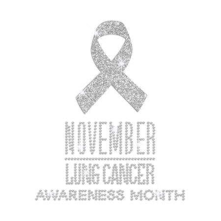 White Ribbon for Lung Cancer Awareness Month Glitter Rhinestone Iron On